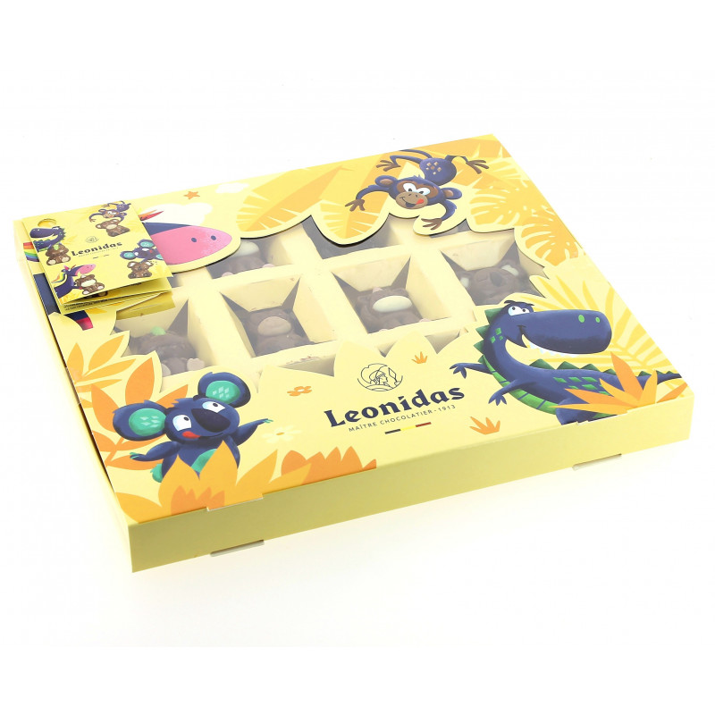 Coffret kids garnis de 155 g de petits animaux en chocolat Leonidas